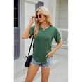 thumbnail image 6 of XCHQRTI Womens Irregular Hem Tshirt Buttons Slit Blouse Solid Color Blouse Short Sleeve Casual Tops, 6 of 7