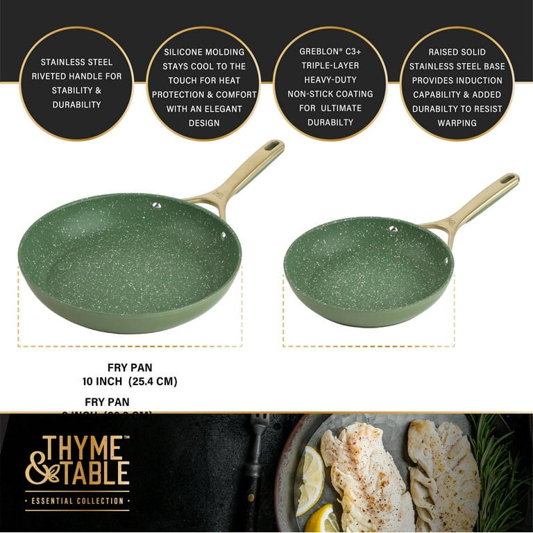 Thyme & Table Nonstick 12-Piece Granite Cookware Set, Green - Walmart.com