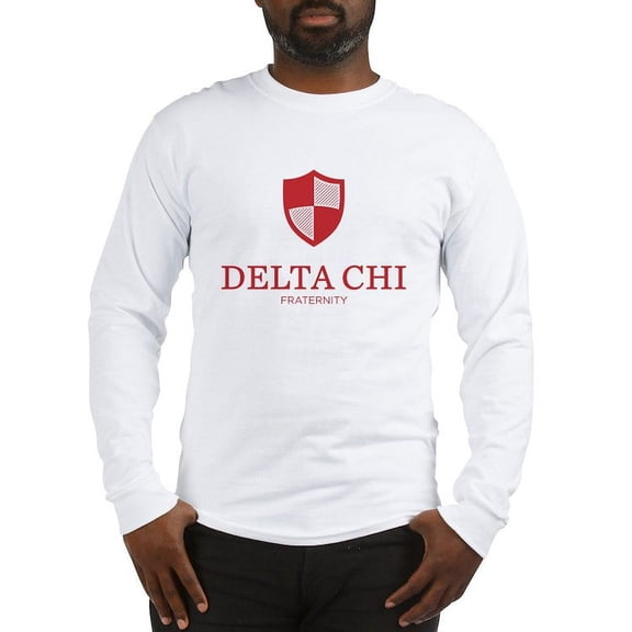 CafePress - Delta Chi Vertical Red Logo Long Sleeve T Shirt - Unisex Cotton Long Sleeve T-Shirt