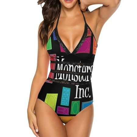 Monsters Inc Sexy One Shoulder One Piece Swimsuit New Mesh Patchwork Swimwear Monokini Monsters Monsters Inc