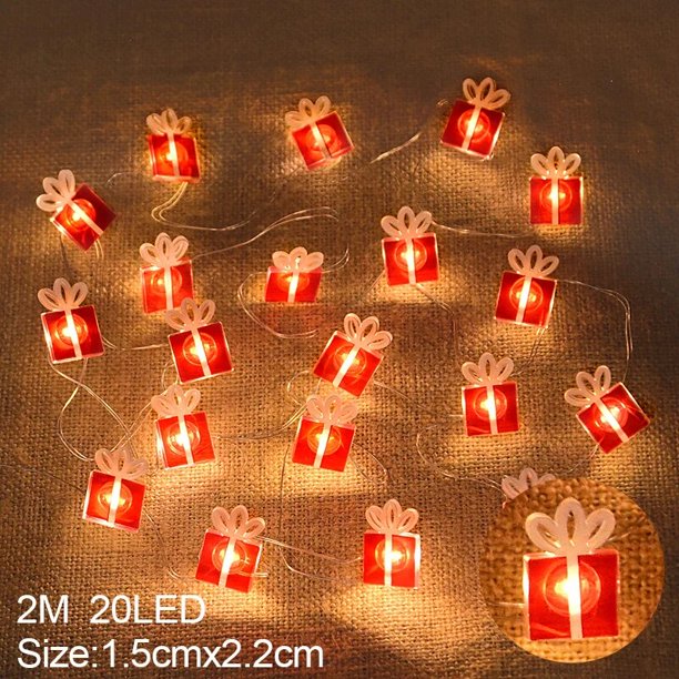 Cadena de luces LED de copo de nieve de Papá Noel, decoración navideña para el hogar, adorno de árbol de Navidad, regalo de Año Nuevo para niños, 2M, 20LED, 2023