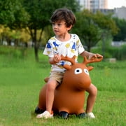 Hippity Hoppity Inflatable Jumping - Brown Reindeer, Ride on Rubber Bouncing Animal Toys Best for Kids/ Toddlers/ Children/ Boys/ Girls ( Pump Included)