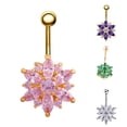 thumbnail image 1 of Koszal Lady Rhinestone Inlaid Flower Belly Button Navel Ring Body Piercing Jewelry Gift, 1 of 7