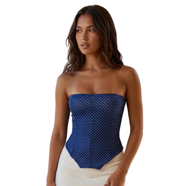Tops de tubo lisos para mujer, ajustados, con lazo en la espalda, sin hombros, sin mangas, estilo urbano de verano y a la moda.