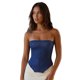 thumbnail image 1 of Tops de tubo lisos para mujer, ajustados, con lazo en la espalda, sin hombros, sin mangas, estilo urbano de verano y a la moda., 1 of 9