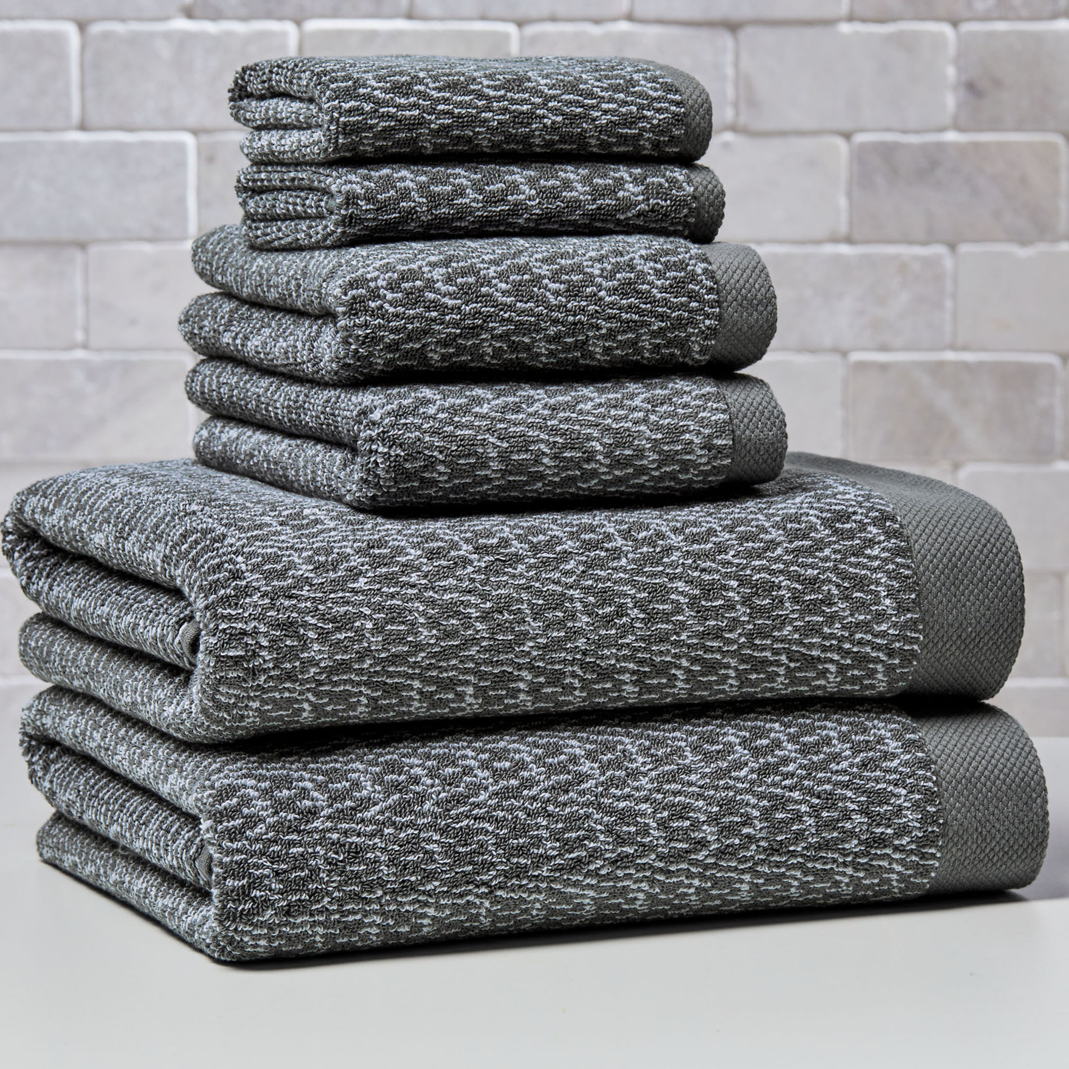Better Homes & Gardens 6-Piece Cotton Bath Towel Set, Gray