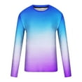 thumbnail image 5 of VBTAPA Long Sleeve T-shirts for Men Big and Tall Casual Athletic Tees Gradient Color Print Round Neck Tee Tops Lightweight Fall T-Shirt Lightning Deals of Today Blue XXL, 5 of 6