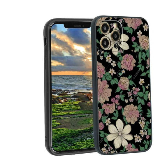 Compatible with iPhone 12 Pro Phone Case, Vintage-Floral-Flower05 Case Men Women, Flexible Silicone Shockproof Case for iPhone 12 Pro