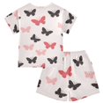 thumbnail image 2 of Red Black Butterfly Summer Pajama Set Soft Cotton Short Sleeve Sleepwear 2PCS Pajama Sets Breathable Lounge Set Size 8Y, 2 of 7