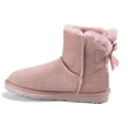 thumbnail image 2 of YDN Women Cozy Slip On Low Heels Back Bow Short Boots Round Closed Toe Flats Ankle Booties Winter Warm Shoes Size 10.5 Pink, 2 of 4
