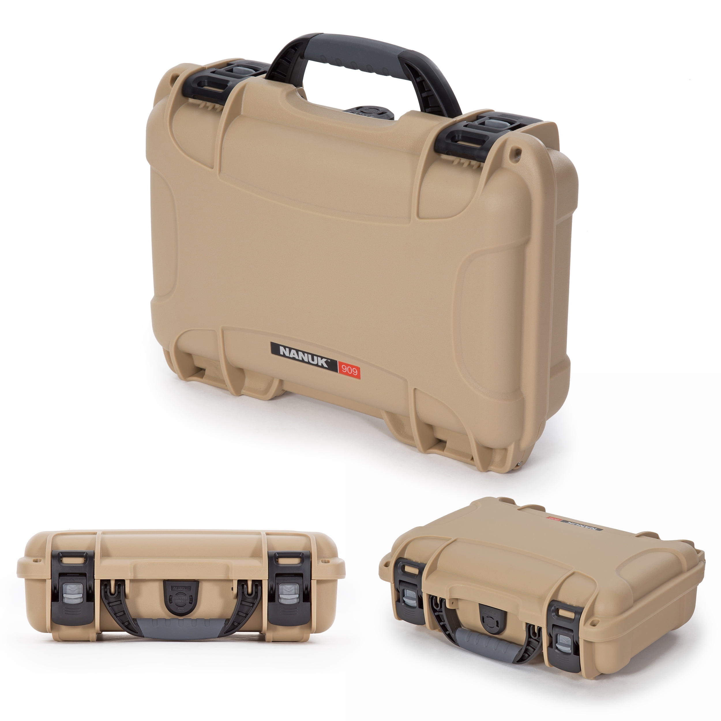 Nanuk 909 Waterproof Professional Classic Pistol/Gun Case, Military Approved with Custom Insert - Tan