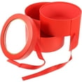 thumbnail image 1 of WRISTBIQUE Red Round Flower Box with Transparent Window Double Layers for Party Floral Arrangements, 1 of 7