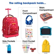 J World Girls Lollipop 16 Kids Rolling Backpack with Insulated Lunch Bag for School and Travel, Fox