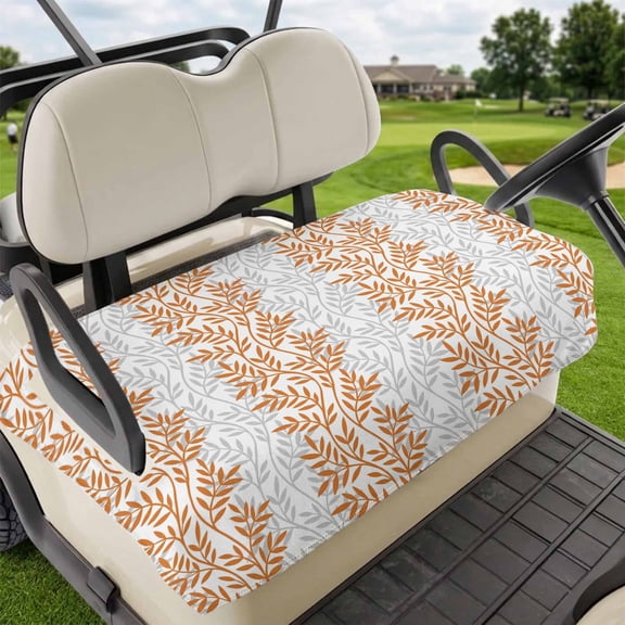 Golf Cart Seat Covers for 2 Seater,Orange Gray Botanical Microfiber Cart Seat Towel Blanket,Pastoral Spring Summer Leaf Aesthetics Absorbent NonSlip Bench Seats Protector for Golf Course 51"x31"
