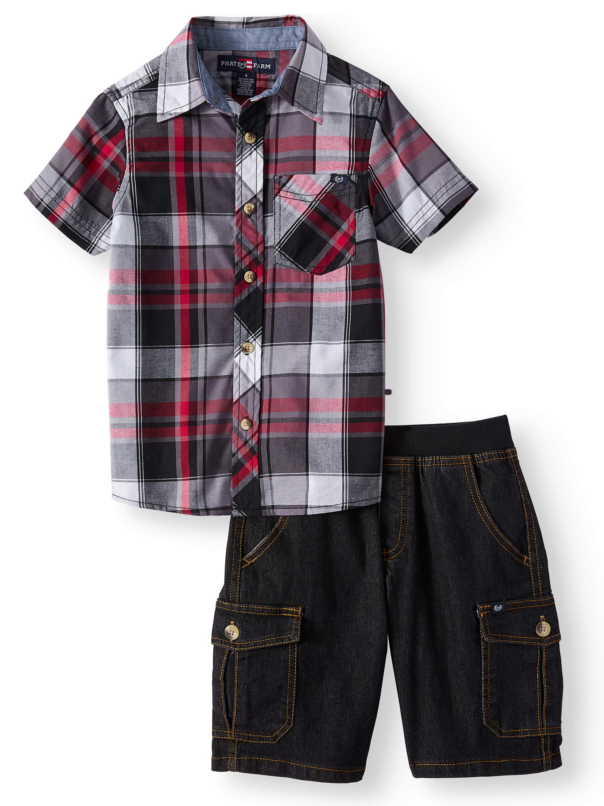 Phat Farm Short Sleeve Plaid Button Up 