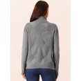 thumbnail image 4 of DARING DIVA Turtleneck Sweater Long Sleeve Knitted Pullover Basic L Grey, 4 of 5