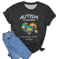 thumbnail image 3 of Wang6 Womens Oversized Short Sleeve Tshirts Casual Autism Awareness Love Educate Support Advocate Letter Printed Graphic Tees Summer Crew Neck Loose Fit Tops Dark Gray XXL, 3 of 3