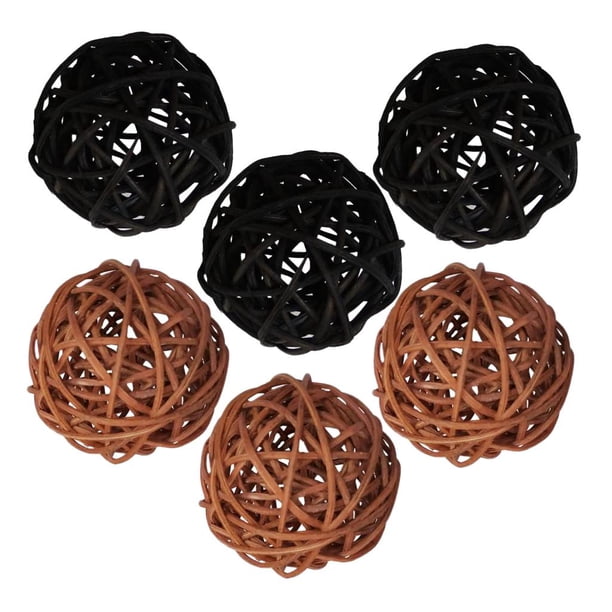 6 Unids De Mimbre De Mimbre 6 Cm Rural Decoraciones Tienda Adornos Suministro Para DIY Jarrón Bowl Relleno Muestra Jardín Iluminación Dec café negro mezclado perfecl Bola de ratas de ratán natural