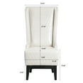 thumbnail image 2 of High Back Armless Dining Chair, Retro Wing Back King Throne Chair with Curved Backrest and Birch Legs, PU Leather Upholstered Accent Chair Side Chair for Living Room Dining Room Bedroom, White, 2 of 7