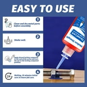 100ml Thread Lock, Medium Strength Locktight Threadlock, Threadlocker Lock & Seal Nuts, Bolts, Stable and Anti-Rust