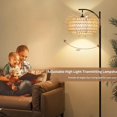 thumbnail image 3 of Arc Rattan Floor Lamp for Living Room with 3 Color Temperatures,Farmhouse Floor Lamps with Remote & Dimmable Bulb,Boho Standing Lamp with Wicker Shades,Adjustable Tall Lamp for Bedroom Office Reading, 3 of 14