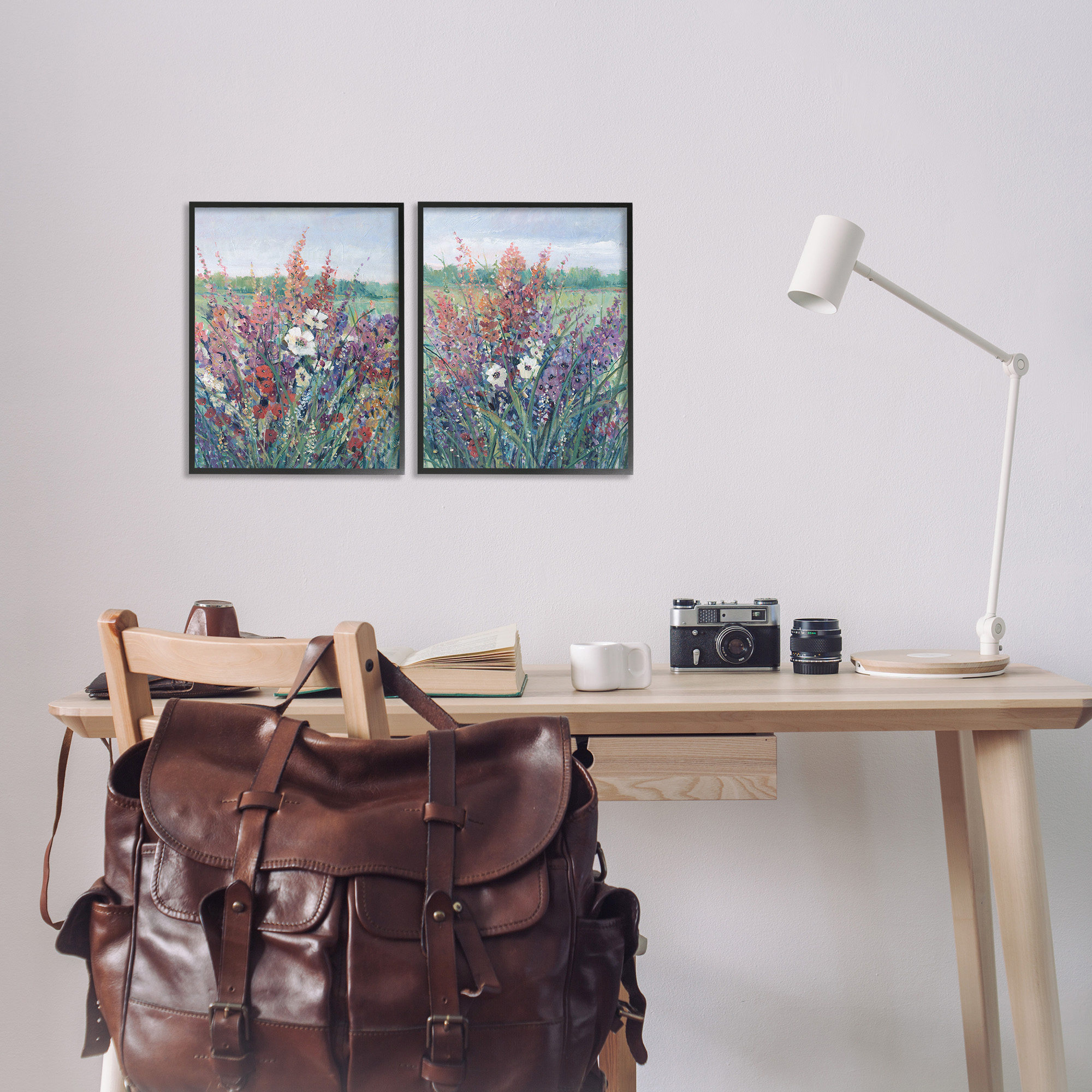 Stupell Industries Blooming Meadow Plants Botanical & Floral Painting Black Framed Art Print Wall Art, 11 x 14, Set of 2