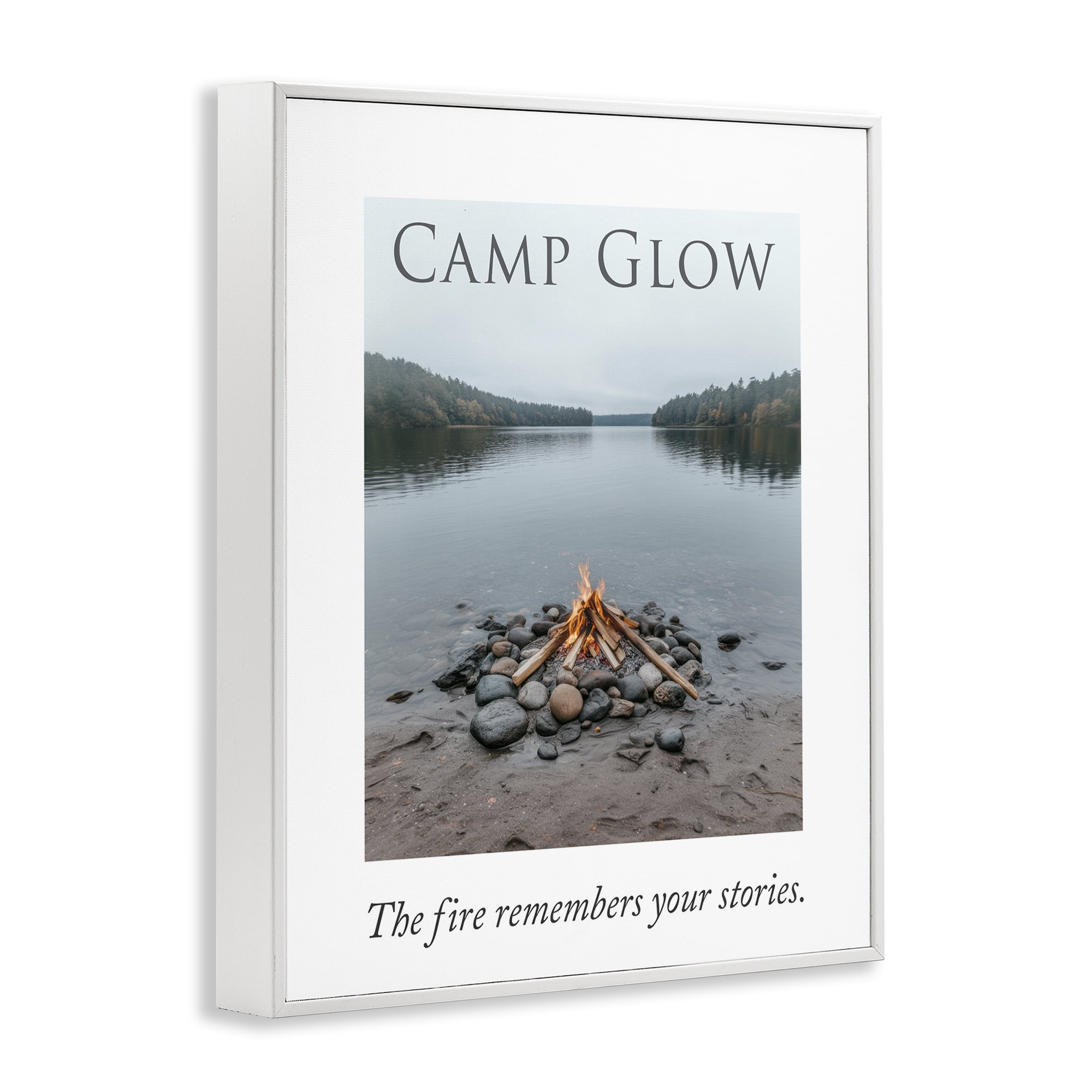 Stupell Industries Fire Remembers Your Stories White Framed Giclee Art, design by A Barefoot Stylist