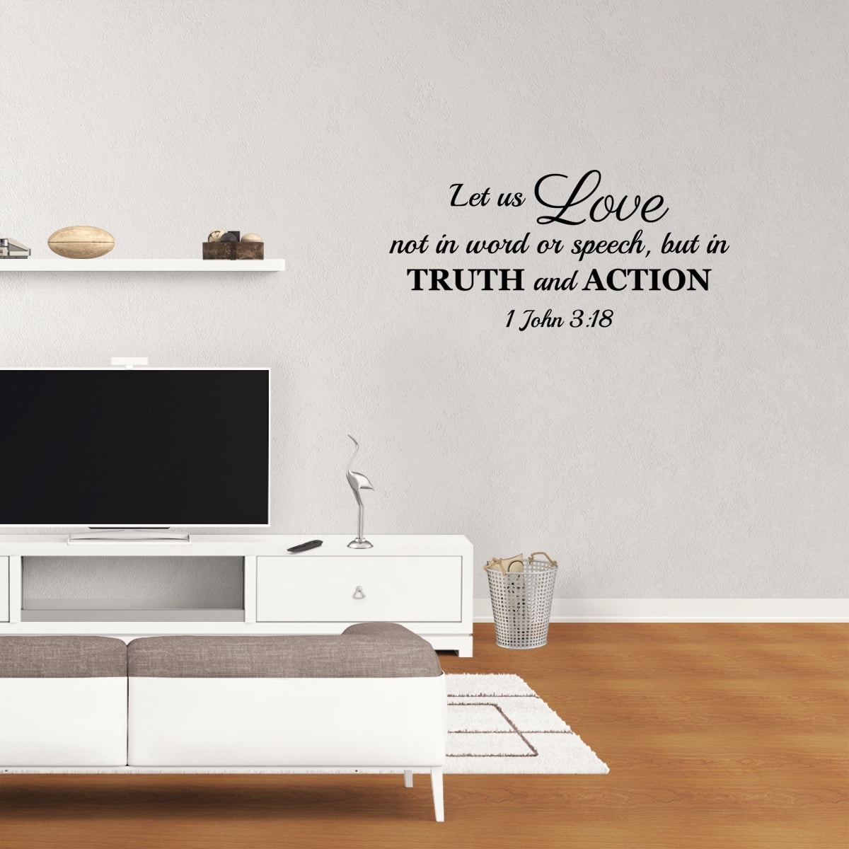 Empresal Let Us Love Not In Word Or Speech But In Truth And Action 1 John 3:18 Vinyl Sticker Religious Wall Decor Black 28'Hx13'W PC693