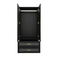 thumbnail image 5 of ModMakers 2-Door Wardrobe Armoire Closet, Modern Wood Wardrobe Storage Cabinet with Mirror & 2 Drawers, Black, 5 of 9