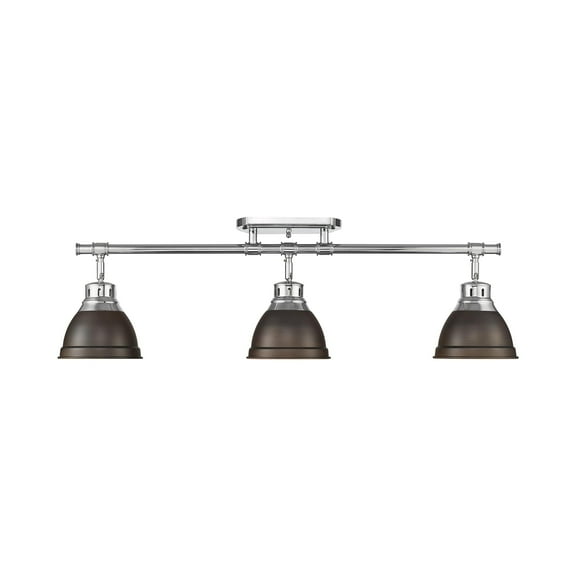 Yep by Golden Lighting Duncan 3-light Semi-Flush Mount in Chrome and Rubbed Bronze shade