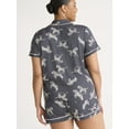 thumbnail image 4 of Joyspun Women's Dreamy Soft Collection Notch Collar Top and Shorts Pajama Set, 2-Piece, Sizes XS-3X, 4 of 6