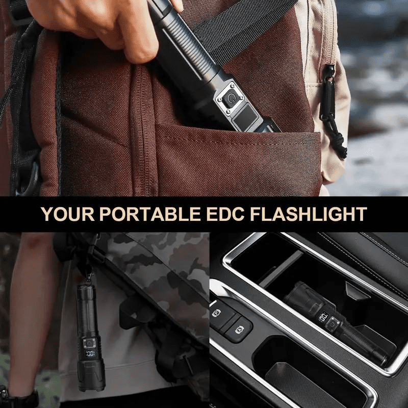 High Lumens Rechargeable Tactical Flashlight with Digital Power Display and Power Bank Function, 3Modes Super Bright Waterproof LED Zoom Flashlight for Camping, Hiking (Included 26650 Battery)