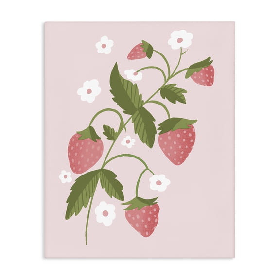 Stupell Industries Pastel Strawberries Branch Canvas Wall Art, design by Paige Sredenschek
