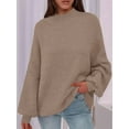 thumbnail image 4 of Women'S Fall Oversized Sweaters Chunky Knit Mock Neck Long Sleeve Casual Pullover Winter Clothes Camel Color S, 4 of 7