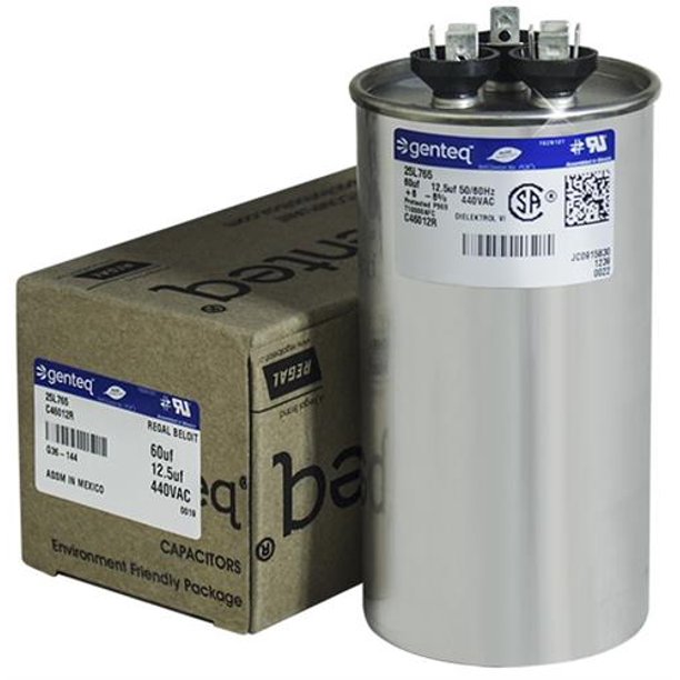 60/12.5 uF MFD x 440 VAC Dual Round Genteq / GE Industrial Replacement