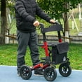 thumbnail image 2 of HOMCOM Déambulateur Pliant et Réglable avec Siège, Roues en Caoutchouc de 10 Pouces, Rouge, 2 of 10