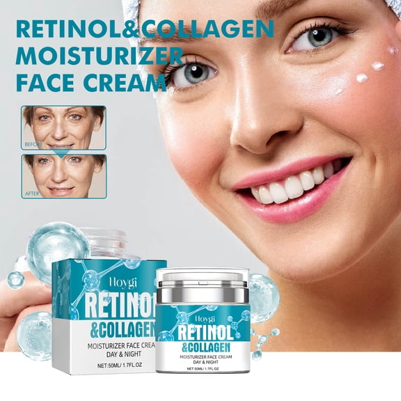 HOYGI Retinol & Collagen Moisturizer Face Cream, Tighten Facial Skin Anti-Wrinkle Anti-Aging Fade Law Wrinkle Skin Cream