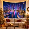thumbnail image 3 of Yacht on a Vibrant Miami Canal with Glowing Night Skyline, Dramatic Digital Art for City Lovers, Urban Neon Scene Art Print, Housewarming Gift, Tapestry Wall Hanging for Living Room and Bedroom, 3 of 7