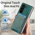 thumbnail image 4 of Back Case Compatible with Samsung Galaxy Z Fold 6, Classic Card Slot Back Anti-Scratch Support Magnetic Car Mount PU Leather + Denim + TPU Phone Case Cover for Samsung Galaxy Z Fold 6, Green, 4 of 7