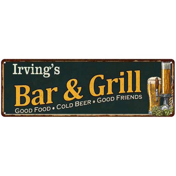 Irving's Bar and Grill Gift Sign Man Cave Decor 6x18 Gift 206180055298