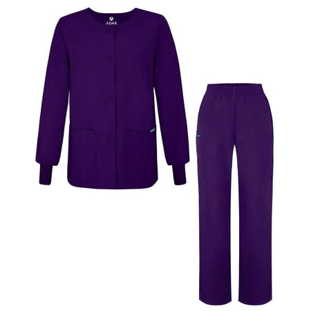 

Adar Universal Women s Scrub Set - Warm-Up Scrub Jacket and Elastic Pull-On Pants