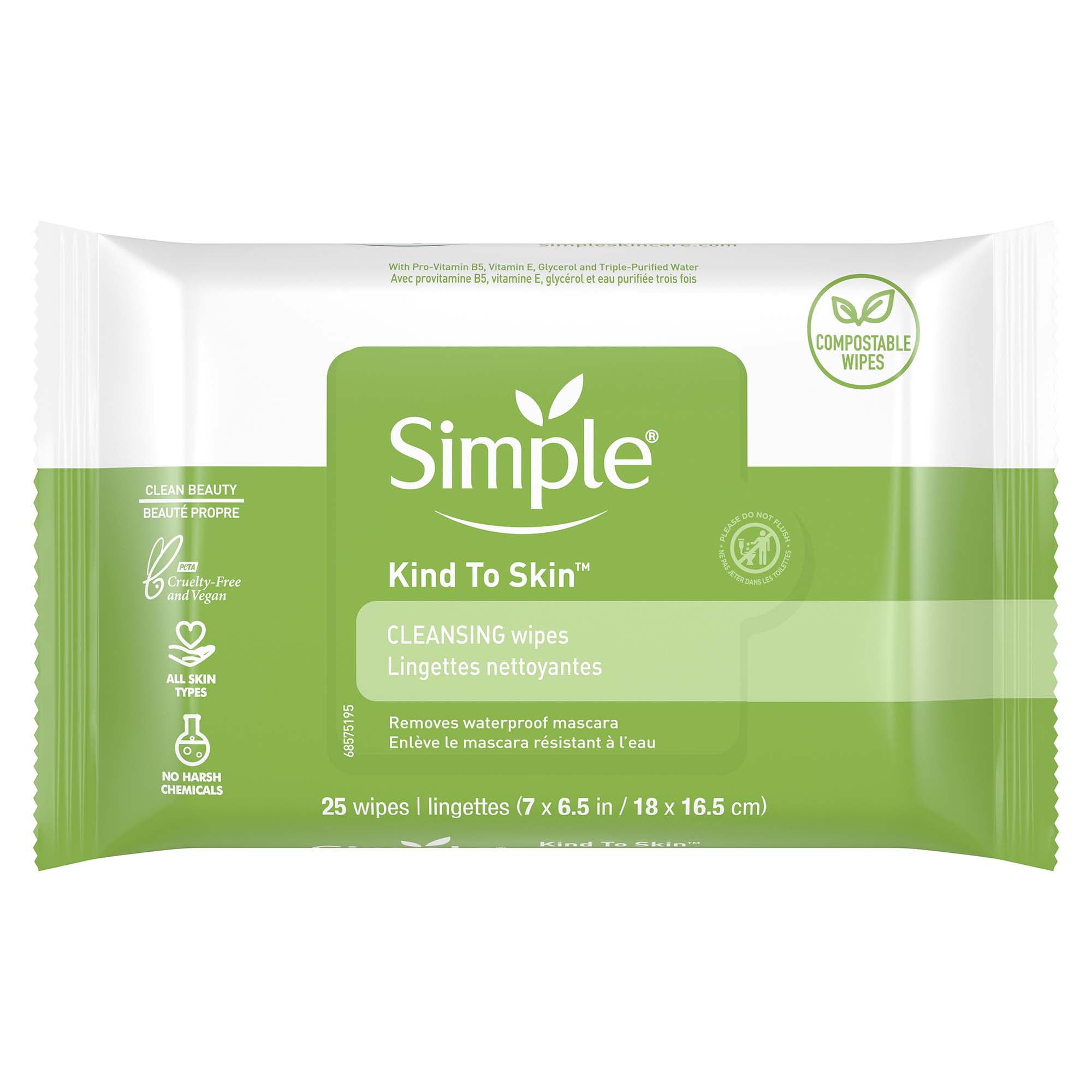 Simple Kind to Skin Facial Wipes Cleansing 25 Wipes