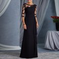 thumbnail image 3 of CAROOTU Robe de Soirée pour Femmes Dentelle Manches Mi-Longues Col Rond Ajustée Robe Formelle Féminine, 3 of 7