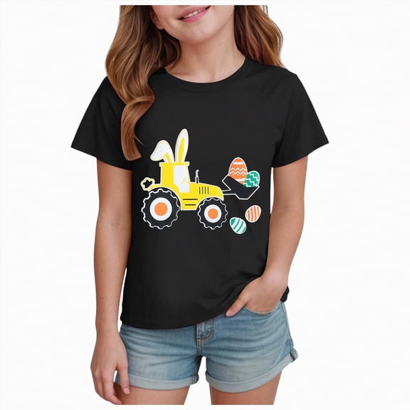 Kogui Girl Clothes Girls Short Sleeve Summer Tops Casual Crewneck Loose Tshirts Size 13-14 (Black,13-14 Years)