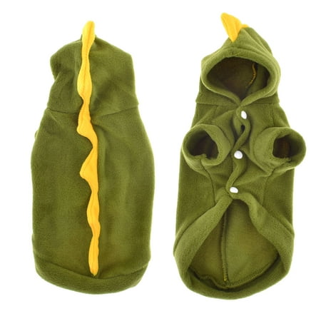 Unique Bargains Winter Funny Army Green Dinosaur Design Pet Puppy Dog Clothes Dog Apparel Hoodie Size XXS