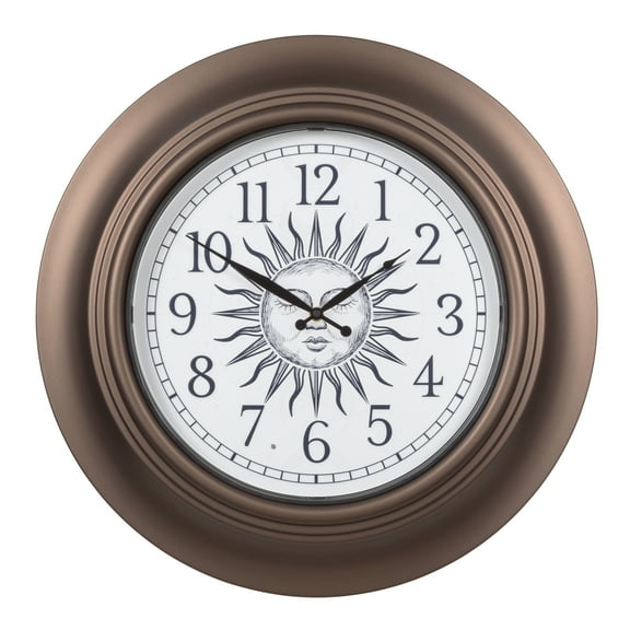 La Crosse Clock 21 inch Indoor/Outdoor Lighted Sun and Moon Quartz Analog Wall Clock, 435-3256B-SM