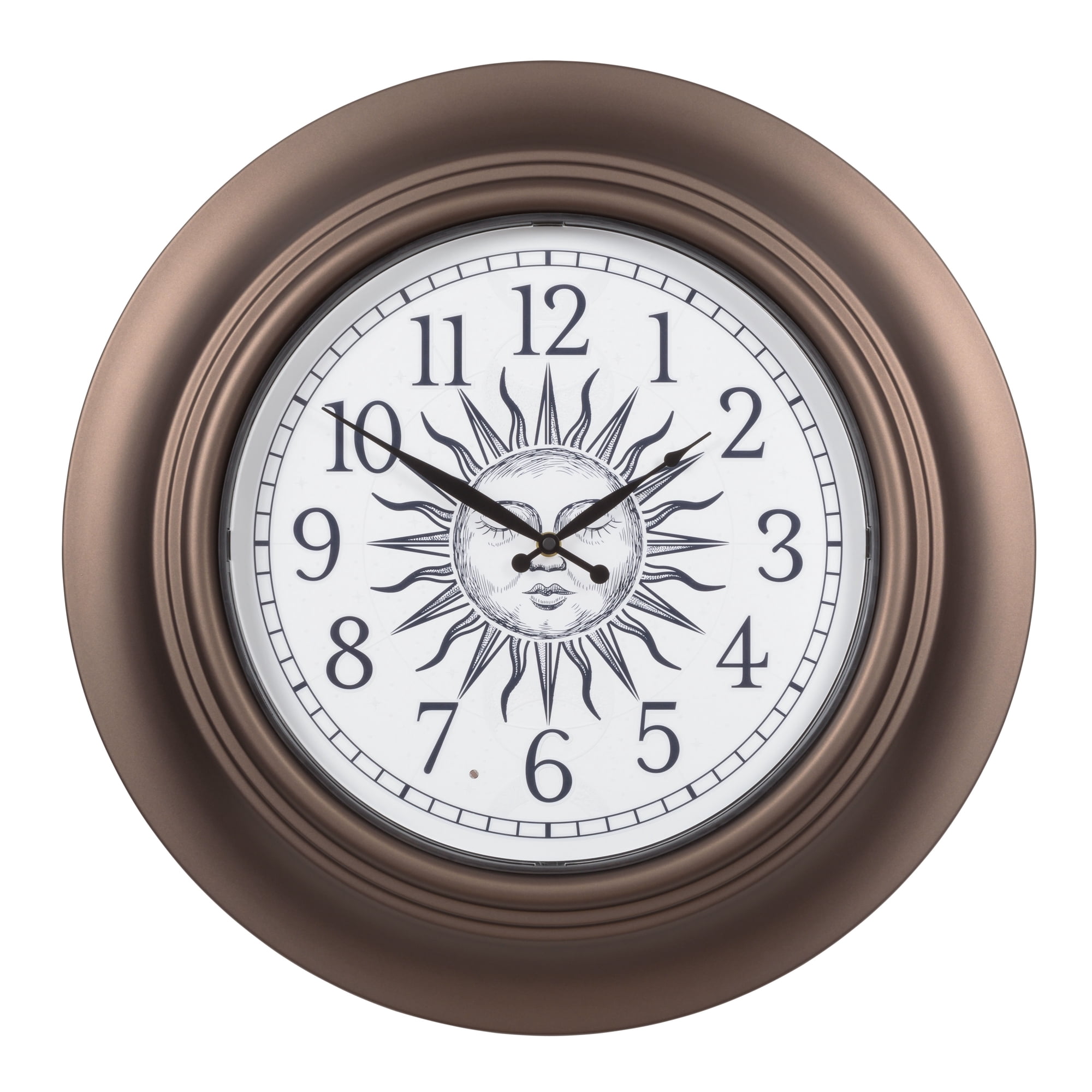 La Crosse Clock 21 inch Indoor/Outdoor Lighted Sun and Moon Quartz Analog Wall Clock, 435-3256B-SM
