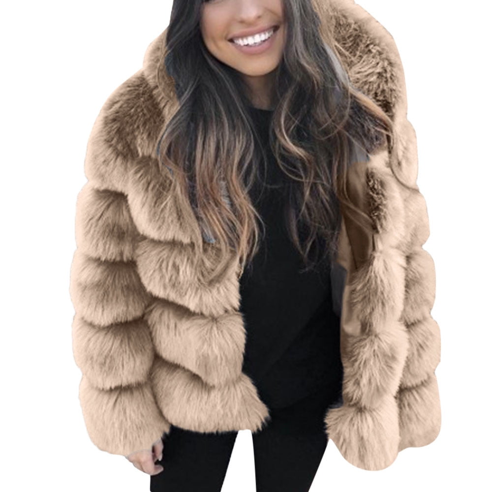 Women Faux Fur Coat Long Thicken Tops Imitation Mink Overcoat Winter Warm Jacket 
