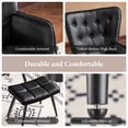 thumbnail image 5 of Furniliving Modern Accent Chair with Ottoman, Comfy Armchair with Footrest, Faux PU Button Tufted Wingback Accent Lounge Chair, Reading Chair for Living Room/Bedroom/Office, Black, 5 of 7