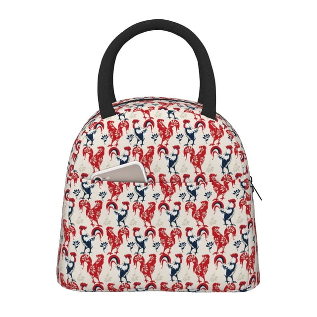 Fotbe Roosters Bolsa de Almuerzo con Estampado, Lonchera Aislada, Contenedor de Comida Reutilizable Tipo Cooler a Prueba de Fugas